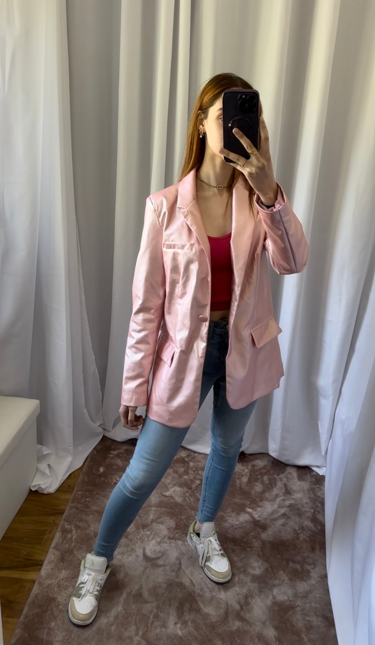 Blazer rose à reflet