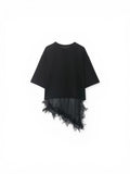 T SHIRT DENTELLE ASYMÉTRIQUE