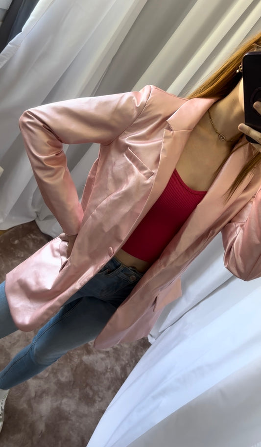 Blazer rose à reflet