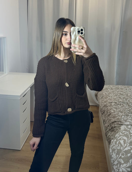 Gilet bouton doré